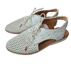 Rollie Slingback Perforated White Leather Lace Up Derby Shoes